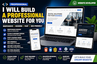 design and develop a responsive professional website using HTML, CSS, jav