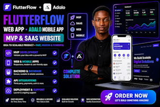 develop flutterflow web app adalo mobile app mvp flutter flow saas website