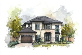 house and building photo into watercolor art