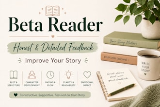 beta reading with honest and detailed feedback on your story