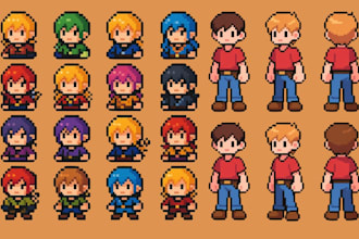 create top down pixel character sprite sheets for rpg games