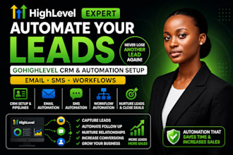 set up gohighlevel CRM, automation workflows, email and SMS follow up