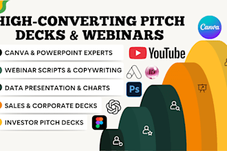 write and design high converting sales investor pitch deck webinar presentation