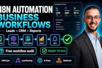 build n8n automation for CRM, leads, reports and workflows