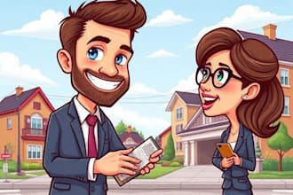 make a real estate caricature, realtor, broker, or business