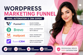 setup wordpress funnelkit email automation email brevo, email mailpoet marketing