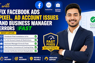 fix facebook ads pixel, ad account issues and business manager errors fast