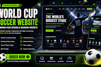 build world cup soccer landing page design booking football sport website