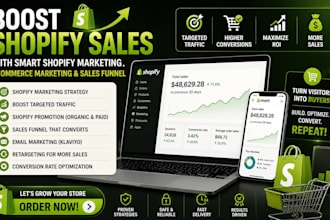 boost shopify sales with shopify marketing, ecommerce marketing and sales funnel