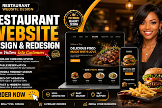 design restaurant website with online menu, online ordering system, menu website