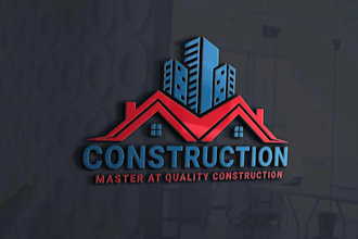 design modern construction, scaffolding, demolition, plastering logo