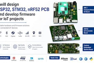 design esp32, stm32, nrf52 pcb and develop firmware for iot projects