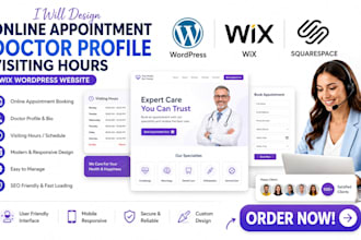 wordpress online appointment doctor profile visiting hours wix website design