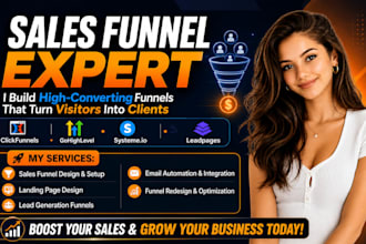 design clickfunnels, gohighlevel sales funnel, kajabi website, systeme io expert