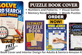 design KDP puzzle books word search sudoku crossword mazes with cover