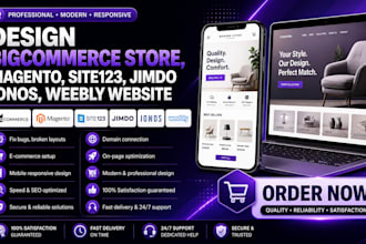 design bigcommerce store, magento, site123, jimdo website, ionos, weebly website