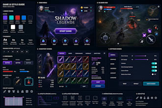 design game UI UX, icons, hud UI, and gam
