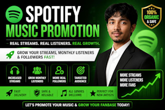 increase your spotify streams, monthly listners, and followers organically