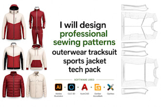 design professional sewing patterns outerwear tracksuit sports jacket tech pack