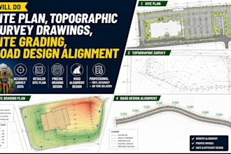 do site plan, topographic survey drawings, site grading, road design alignment