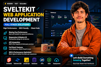 develop high performance sveltekit web apps with modern UI and full stack