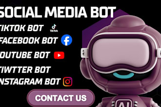 create custom social media bot, instagram api bot, tiktok bot, youtube bot