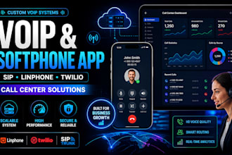 build voip linphone app, softphone app, sip trunk, call center twilio app