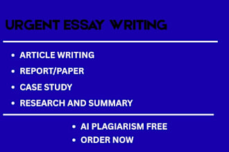 write high quality urgent essays on any topic with fast delivery