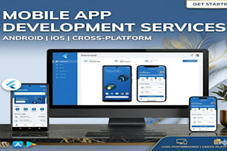 develop custom mobile app, android ios app, flutter app and full app development