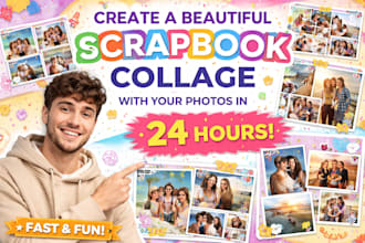 create a beautiful scrapbook collage with your photos in 24 hours