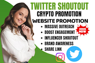 twitter shoutout crypto website promotion on 500m twitte instagram app fb user