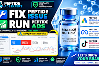 fix peptide ads issue, peptide marketing, facebook ads, google ads or tiktok ads