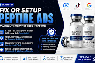 fix peptide ads issues, setup peptide ads, fb meta ads, google ads or tiktok ads