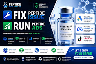 solve peptide ads issue, run peptide facebook meta ads, google ads or tiktok ads