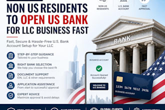 assist non US residence to open US bank for llc business fast