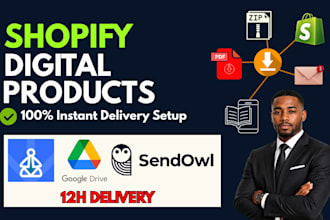 design shopify digital product store, downloadable pod store with auto delivery