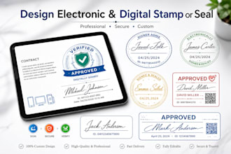 design electronic and digital stamp or seal with signatures