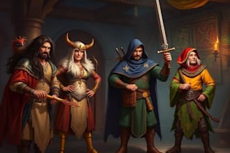 do group party character art, dnd party