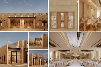 design luxury wedding stage and reception with 3d lighting visualization
