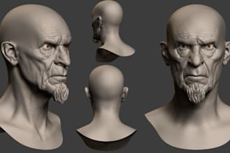 realistic 3d head model face sculpt custom bust from photo for 3d printing stl
