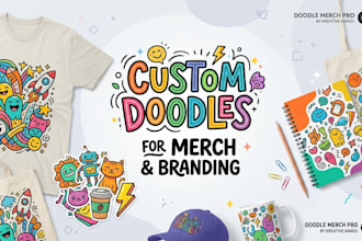 create hand drawn doodle illustration collage for branding