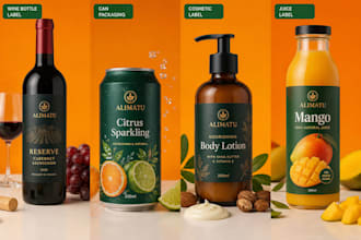 design professional bottle label, can packaging, food label cosmetic juice label