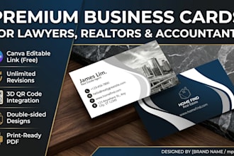 design professional and elegant business cards for lawyers, realtors, and