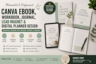 design minimalist canva ebook workbook, journal, lead magnet, digital planner