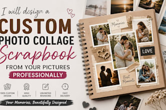 design a custom photo collage scrapbook from your pictures professionally