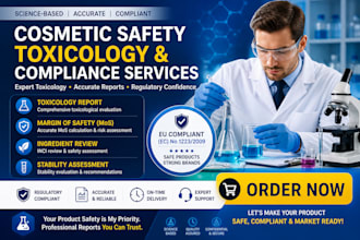 do cosmetic toxicology report, mos calculation, stability and ingredient review