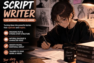 write manhwa, manga and anime scripts for you