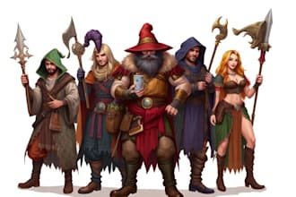 do group party character art, dnd party