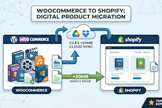 migrate woocommerce to shopify including digital downloads and SEO