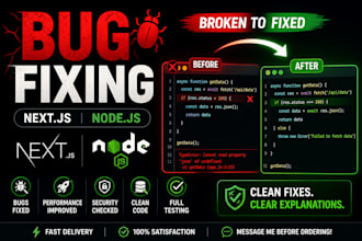 fix bugs in nextjs or nodejs app